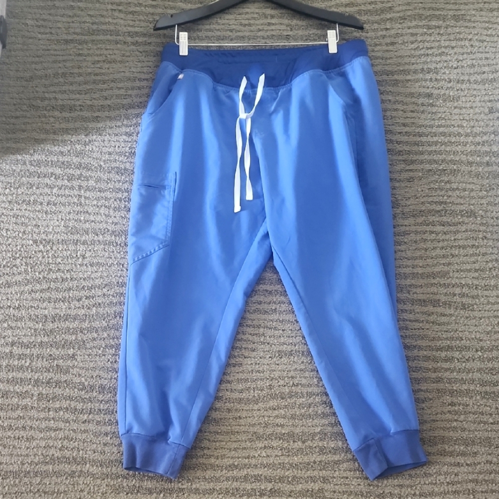 Figs Blue Joggers with White Drawstring